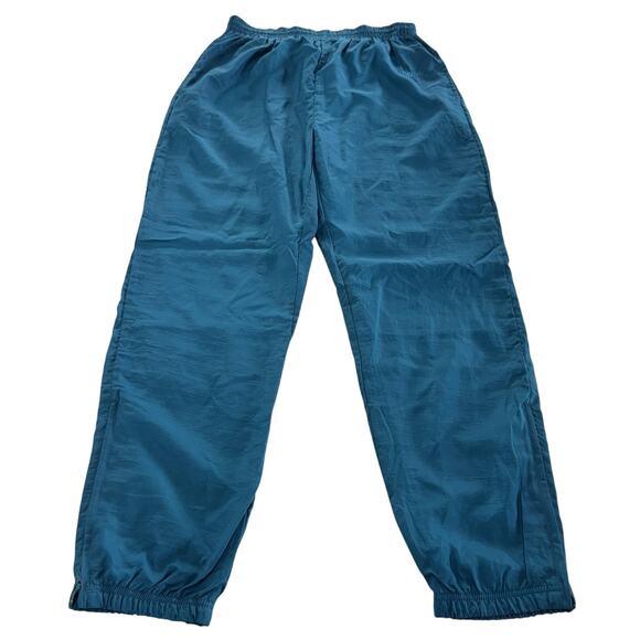 Vintage Reebok Pants Mens Large Blue Nylon Windbreaker Joggers Elastic Waist 90s - Picture 1 of 7
